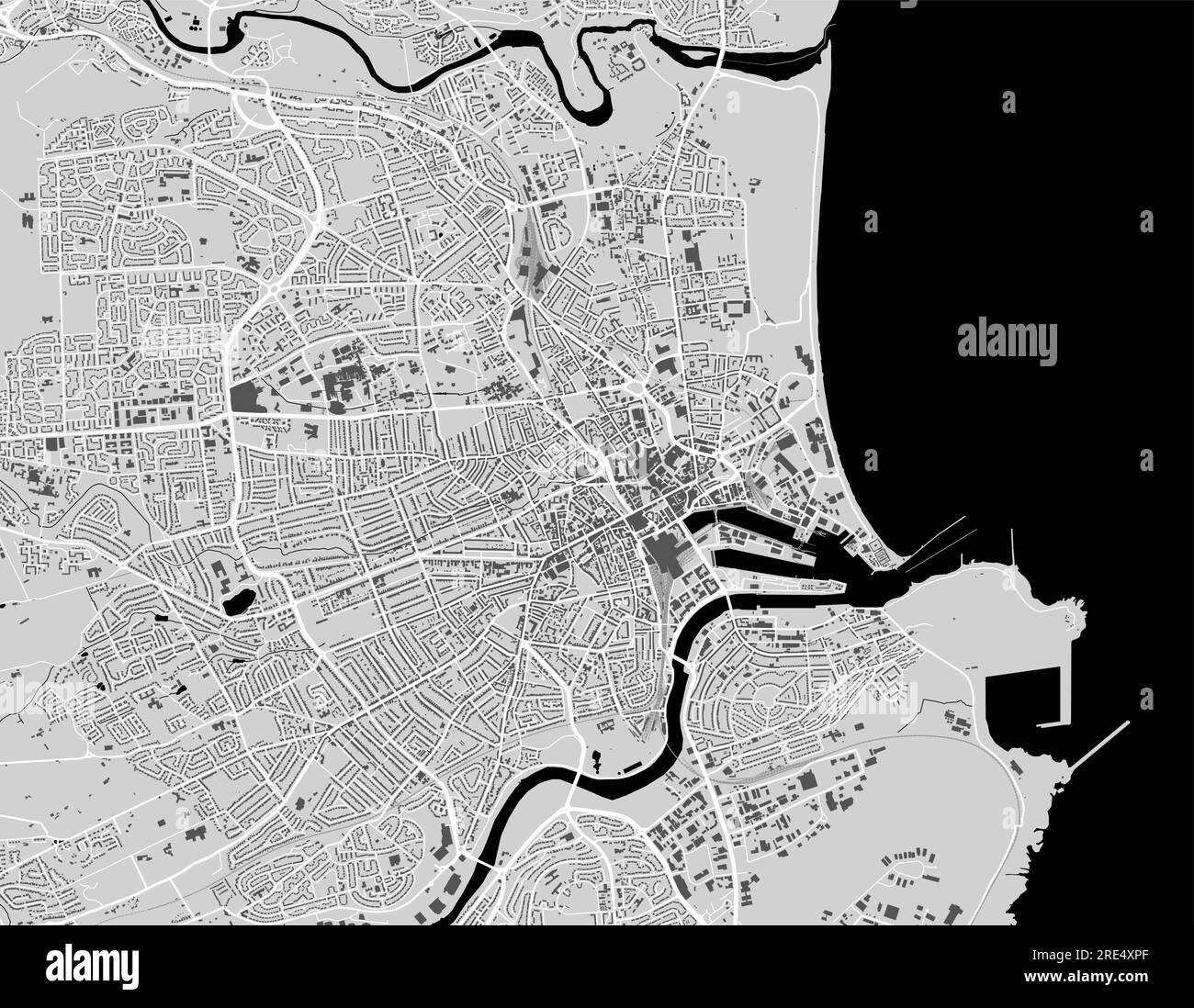 Carte noire d'Aberdeen, Écosse Illustration de Vecteur