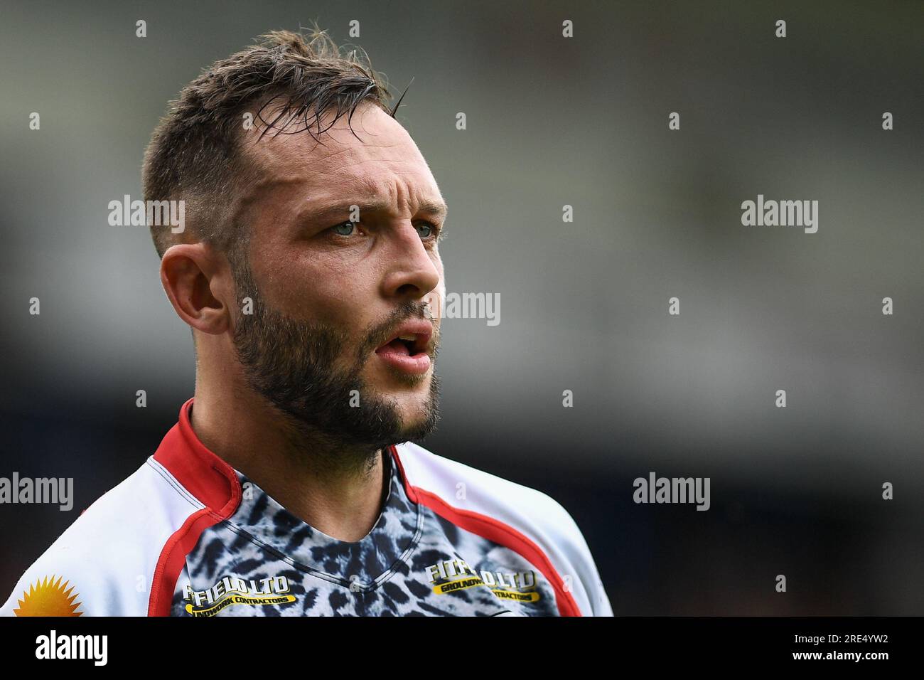 Warrington, Angleterre - 22 juillet 2023 - Gareth O'Brien de Leigh Leopards. Demi-finale de la Challenge Cup, Leigh Leopards vs St. Helens au stade Halliwell Jones, Warrington, Royaume-Uni Banque D'Images