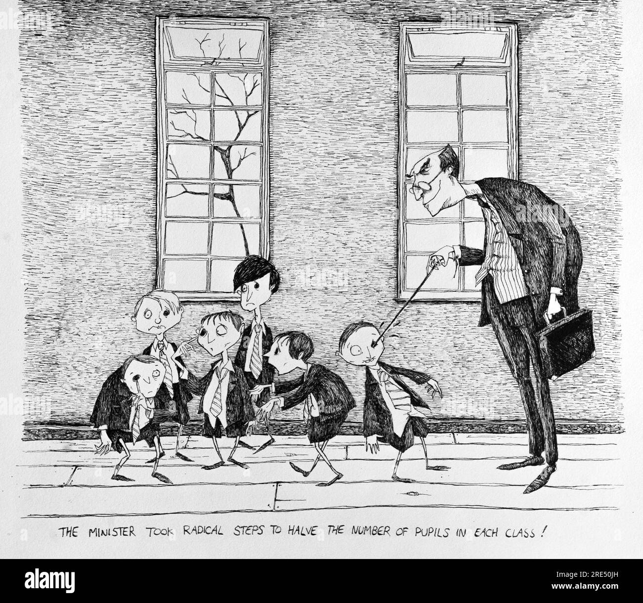 Illustration humoristique reflétant la surpopulation scolaire. Banque D'Images