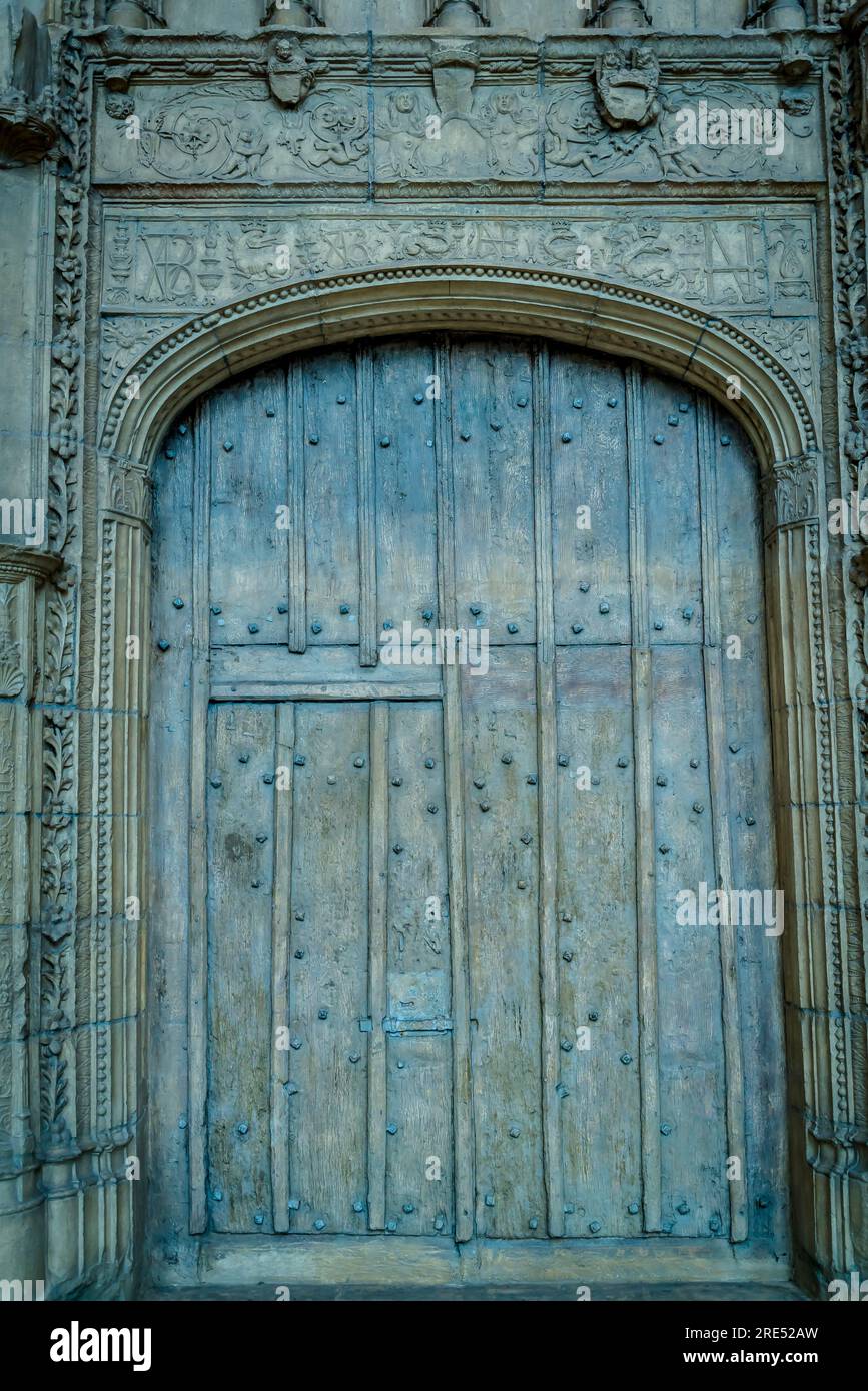 Porte en bois avec sculpture en relief, la Cité de l'architecture et du patrimoine, musée d'architecture et de monument Banque D'Images