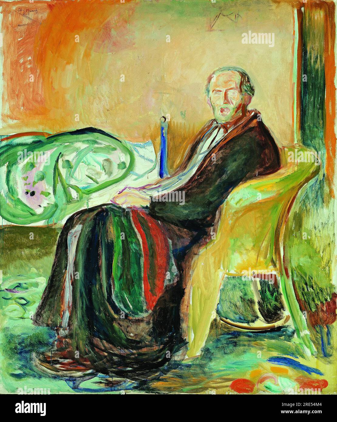 Titre : Autoportrait avec la grippe espagnole Créateur : Edvard Munch Date : 1919 Dimensions : non spécifié Moyen : huile sur toile lieu : non spécifié Banque D'Images