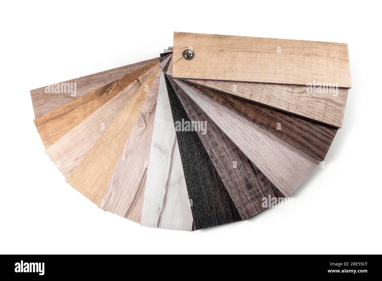 échantillons de revêtements de sol en vinyle. texture du bois. isolé sur fond blanc Banque D'Images