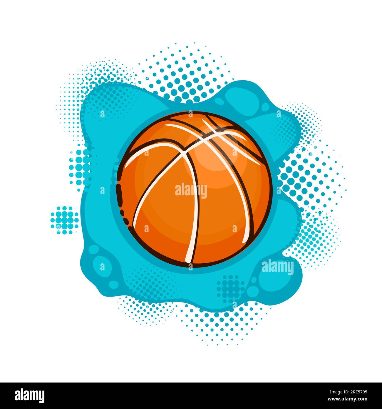 Abstraction d'objet ballon de basket-ball. Illustration vectorielle. Illustration vectorielle plate en noir sur fond blanc. Illustration de Vecteur