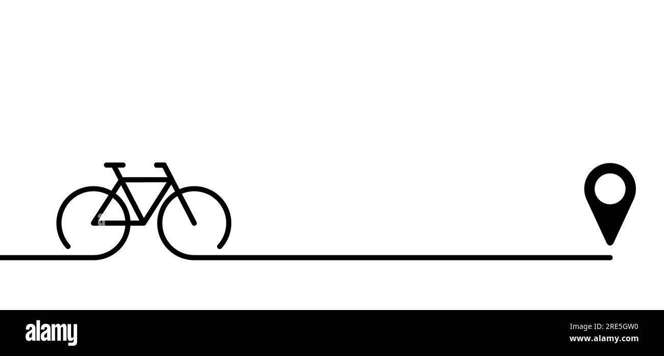 Circuit de course de la journée mondiale de vélo. Icône Sport. Cycliste, symbole cycliste. pictogramme de vélo vecteur. Route, logo d'emplacement d'épingle. Itinéraire de trekking avec pointeur ou point. Broche Banque D'Images