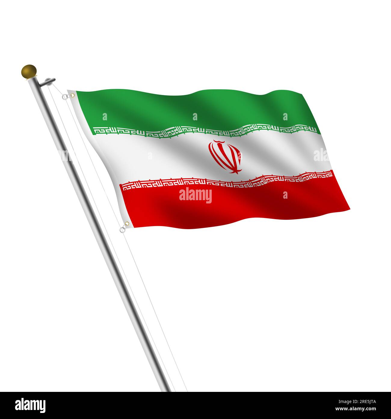 Iran Flagpole illustration 3d sur blanc avec chemin de détourage Banque D'Images
