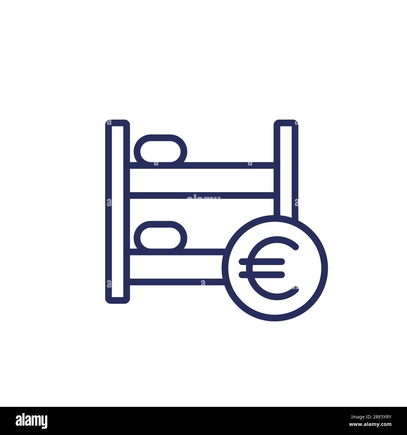 Icône de ligne auberge avec euro Illustration de Vecteur