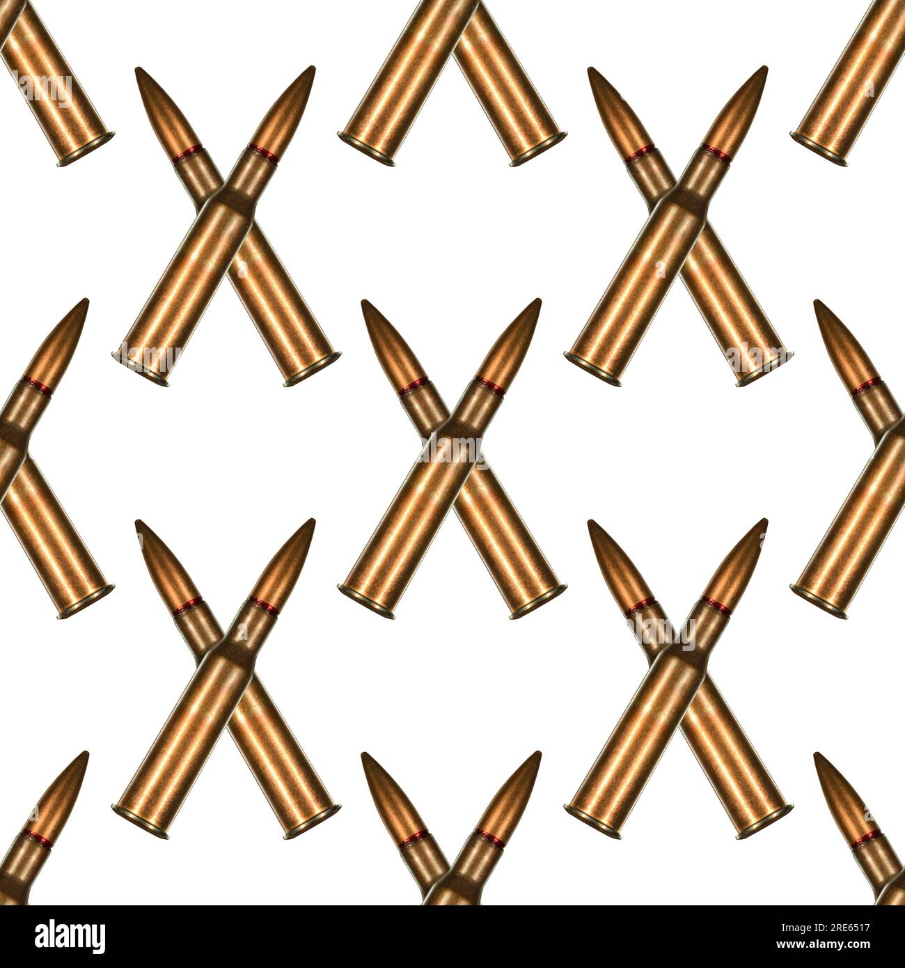 Motif répétitif sans couture de munitions de fusil isolé sur fond blanc. Peut être carrelé pour former un motif sans couture à la fois verticalement et horizontalement. Banque D'Images Motif répétitif sans couture de munitions de fusil isolé sur fond blanc. Peut être carrelé pour former un motif sans couture à la fois verticalement et horizontalement. Banque D'Images