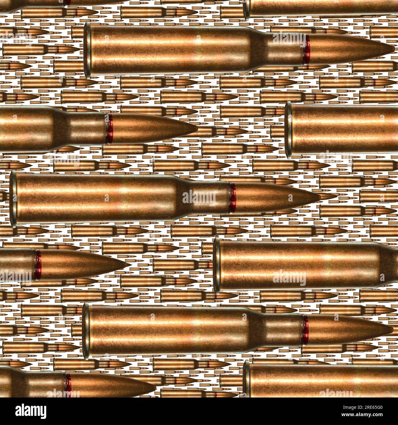 Motif répétitif sans couture de munitions de fusil isolé sur fond blanc. Peut être carrelé pour former un motif sans couture à la fois verticalement et horizontalement. Banque D'Images Motif répétitif sans couture de munitions de fusil isolé sur fond blanc. Peut être carrelé pour former un motif sans couture à la fois verticalement et horizontalement. Banque D'Images