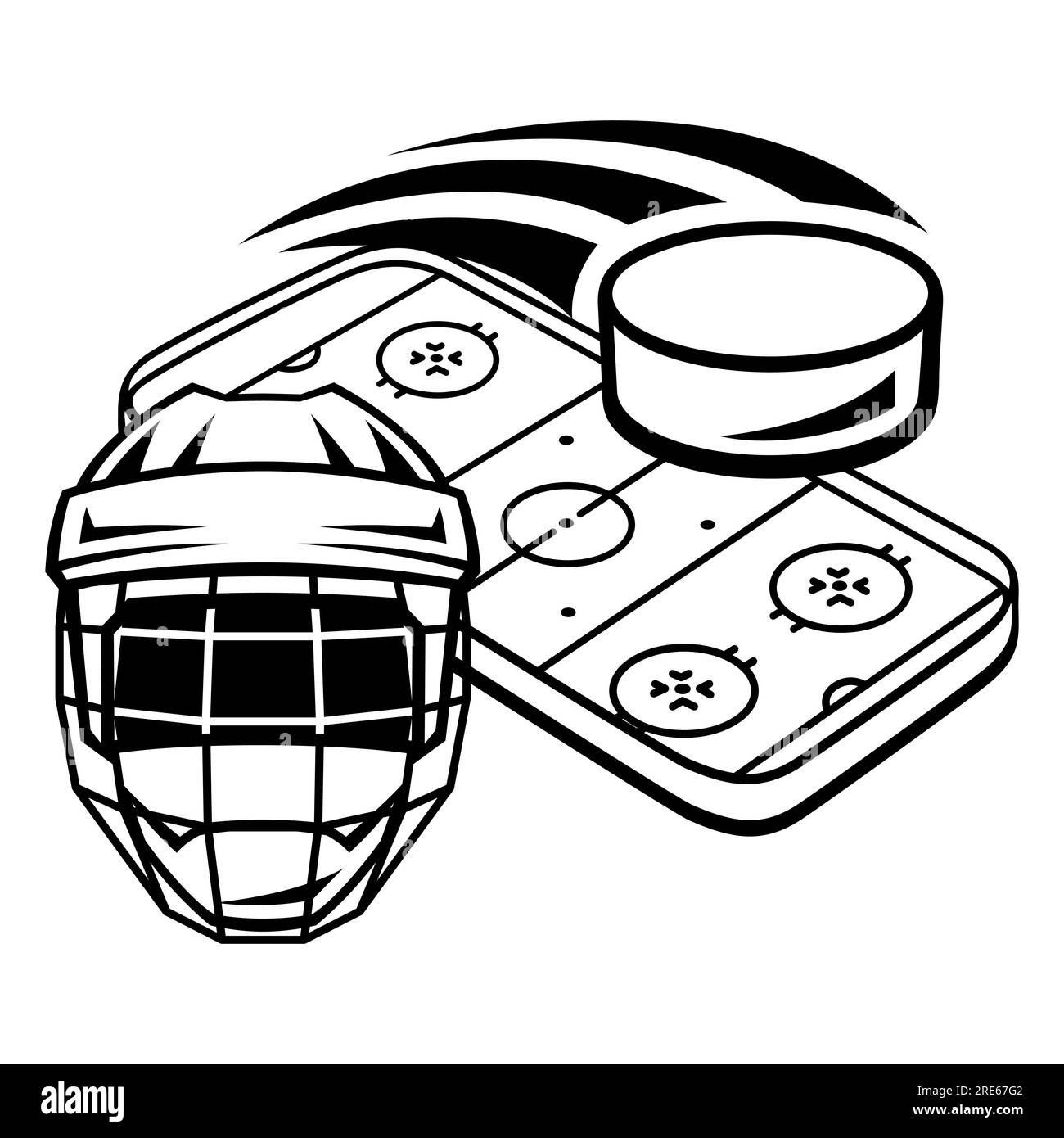 Emblème avec symboles de hockey. Étiquette ou emblème du club de sport