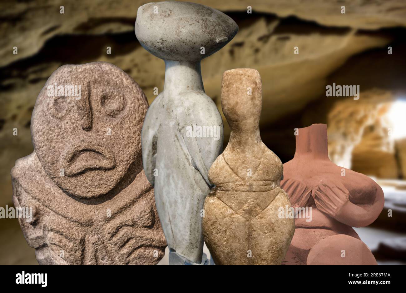 Art néolithique - quelques statuettes datant de l'époque néolithique Banque D'Images