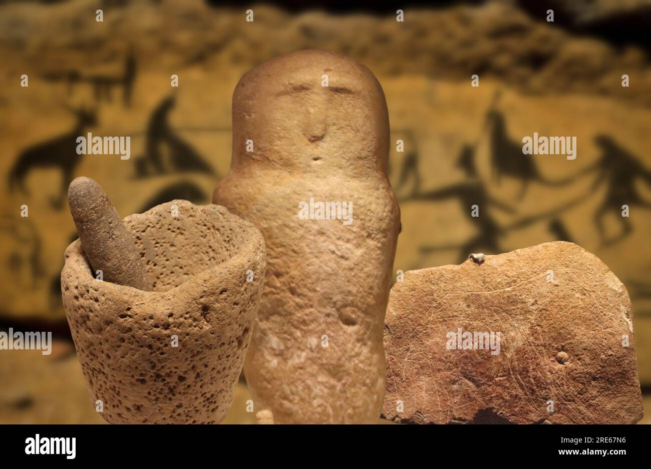 Art néolithique - objets en pierre de l'époque néolithique Banque D'Images