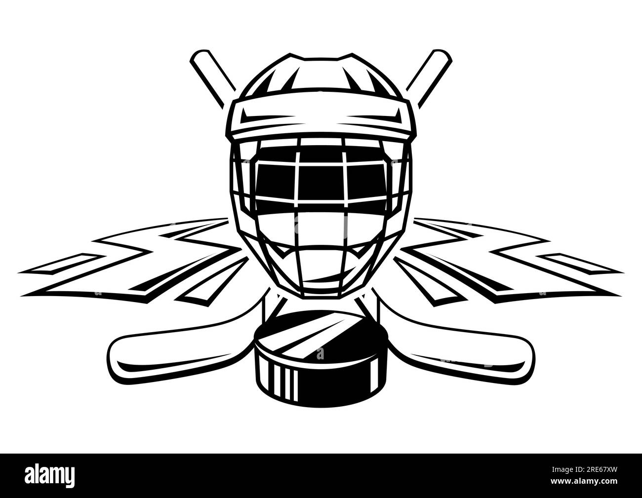 Emblème avec symboles de hockey. Étiquette ou emblème du club de sport