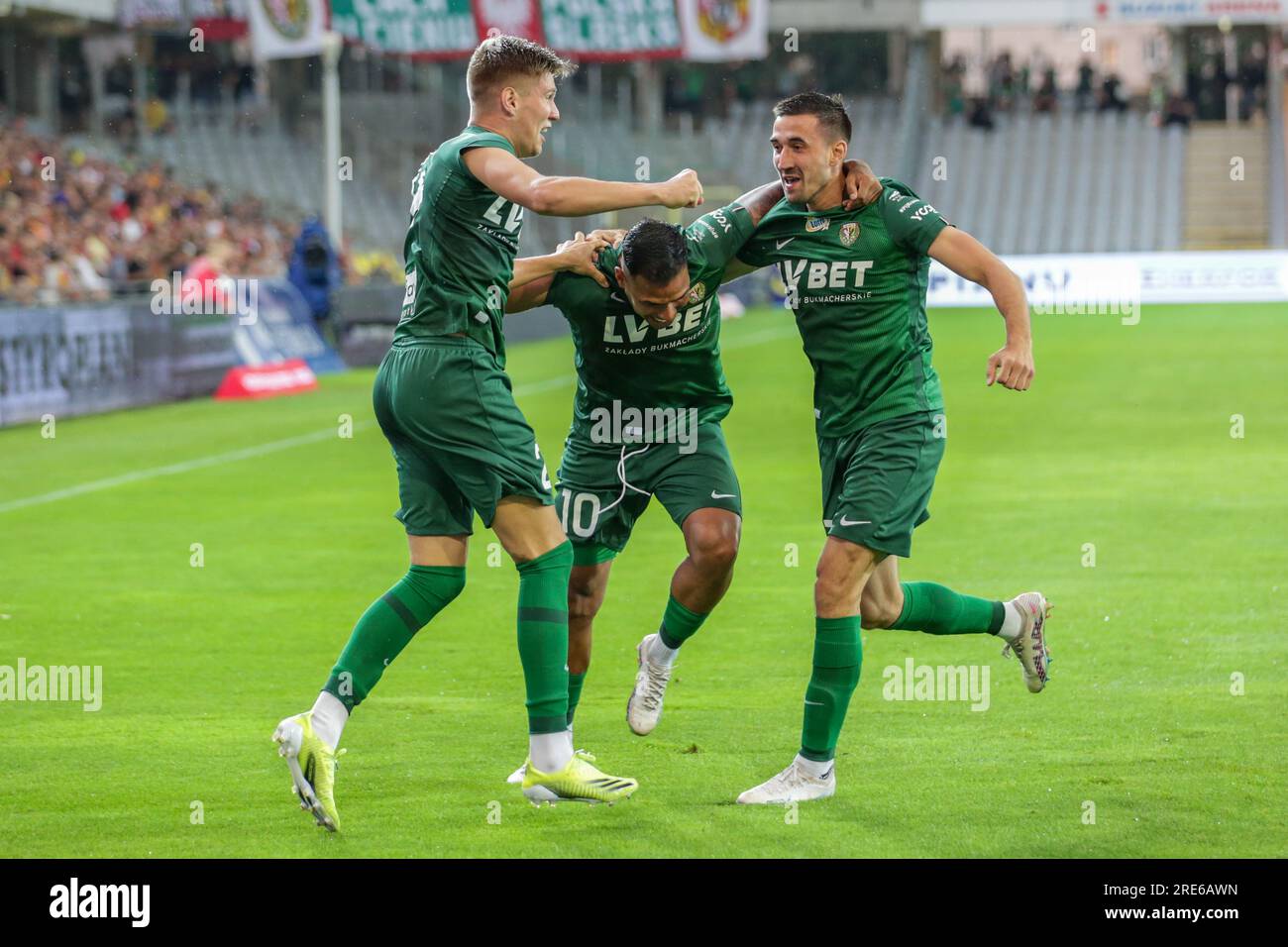 Kielce, Pologne. 24 juillet 2023. Dominick Zator de Korona Kielce vu en action lors du match de football polonais PKO Ekstraklasa League 2023/2024 entre Korona Kielce et Slask Wroclaw au stade Kielce Suzuki Arena. Score final ; Korona Kielce 1:1 Slask Wroclaw. (Photo Grzegorz Wajda/SOPA Images/Sipa USA) crédit : SIPA USA/Alamy Live News Banque D'Images