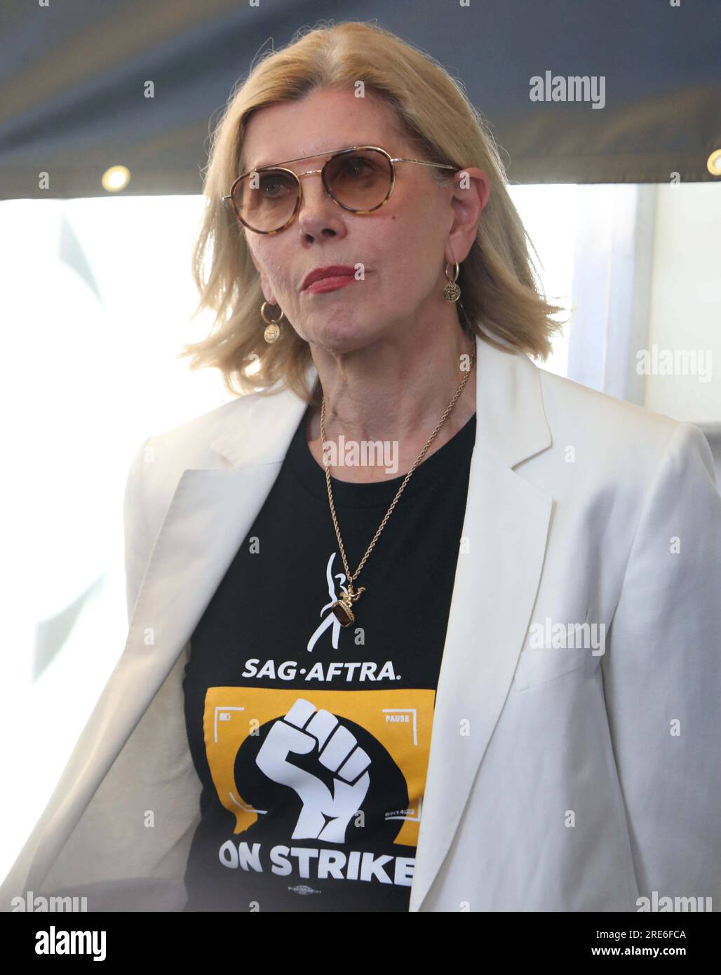 25 juillet 2023, New York City, New York, USA : l'actrice CHRISTINE BARANSKI vue au˜rassemblement de SAG-AFTRA '' Rock the City for a Fair Contract' qui s'est tenu à Times Square (image de crédit : © Nancy Kaszerman/ZUMA Press Wire) À USAGE ÉDITORIAL UNIQUEMENT! Non destiné à UN USAGE commercial ! Banque D'Images