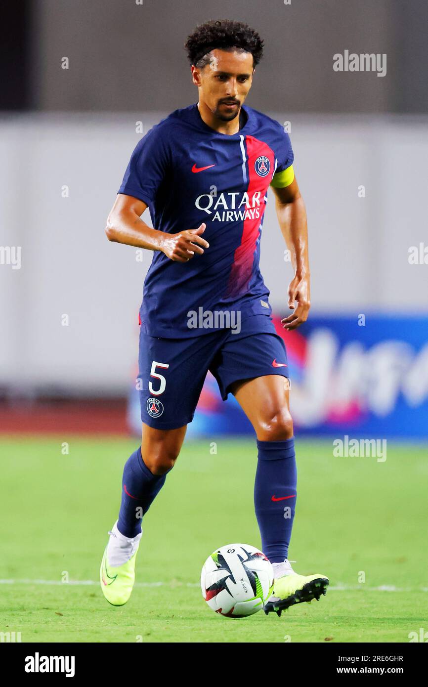 Osaka, Japon. 25 juillet 2023. Marquinhos (PSG) football/football : match amical entre le Paris Saint-Germain 0-0 Al-Nassr FC au Yanmar Stadium Nagai à Osaka, Japon . Crédit : Naoki Nishimura/AFLO SPORT/Alamy Live News Banque D'Images
