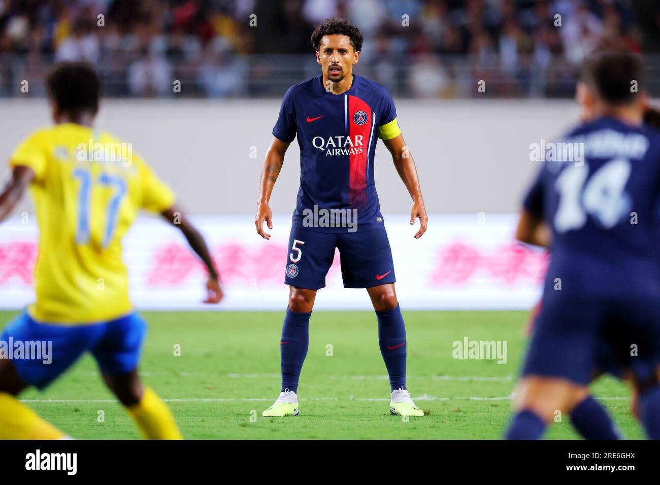 Osaka, Japon. 25 juillet 2023. Marquinhos (PSG) football/football : match amical entre le Paris Saint-Germain 0-0 Al-Nassr FC au Yanmar Stadium Nagai à Osaka, Japon . Crédit : Naoki Nishimura/AFLO SPORT/Alamy Live News Banque D'Images