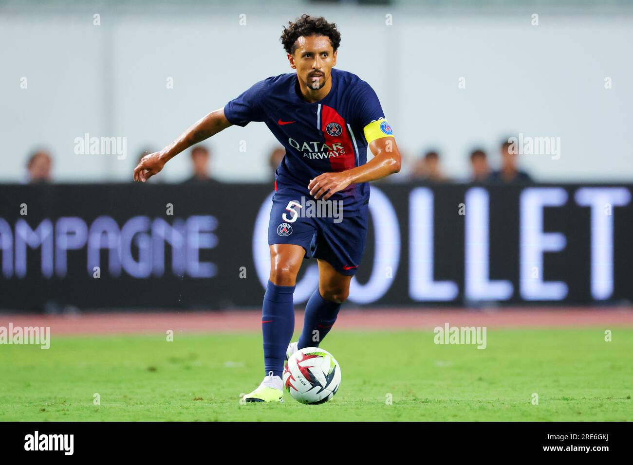 Osaka, Japon. 25 juillet 2023. Marquinhos (PSG) football/football : match amical entre le Paris Saint-Germain 0-0 Al-Nassr FC au Yanmar Stadium Nagai à Osaka, Japon . Crédit : Naoki Nishimura/AFLO SPORT/Alamy Live News Banque D'Images