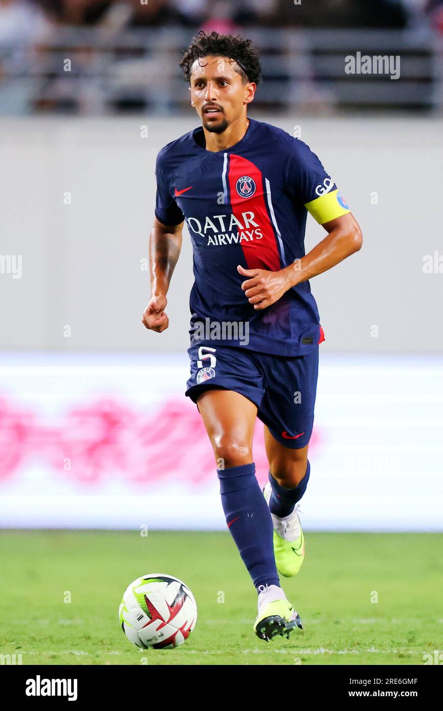 Osaka, Japon. 25 juillet 2023. Marquinhos (PSG) football/football : match amical entre le Paris Saint-Germain 0-0 Al-Nassr FC au Yanmar Stadium Nagai à Osaka, Japon . Crédit : Naoki Nishimura/AFLO SPORT/Alamy Live News Banque D'Images