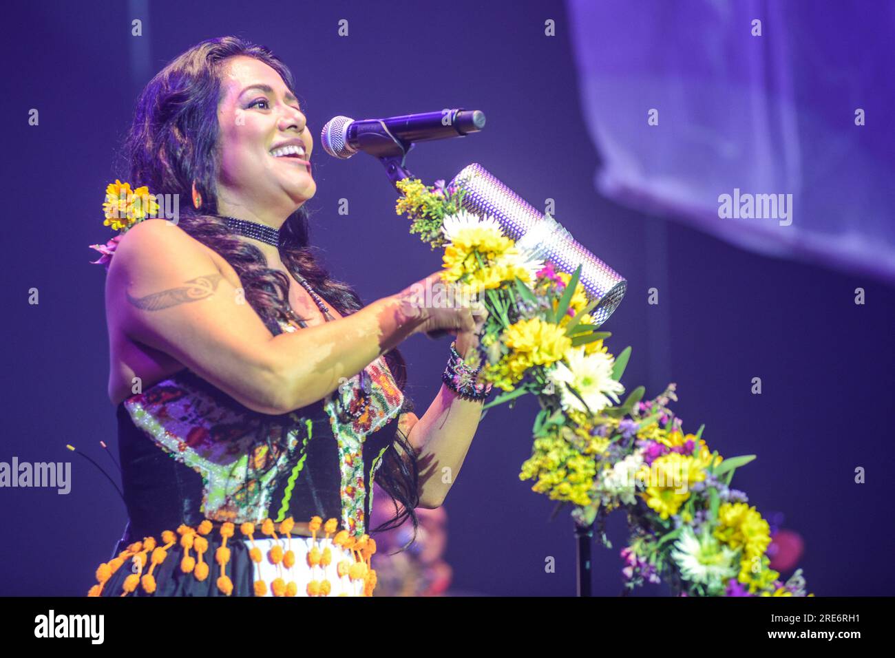 La chanteuse mexicaine Lila Downs en live Banque D'Images