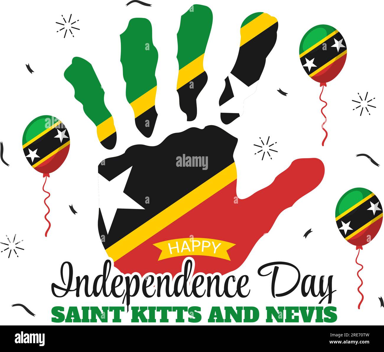 Joyeux jour de l'indépendance Saint-Kitts-et-Nevis Illustration vectorielle avec fond de drapeau de pays dans des modèles de page de destination dessinés à la main de dessin plat Illustration de Vecteur