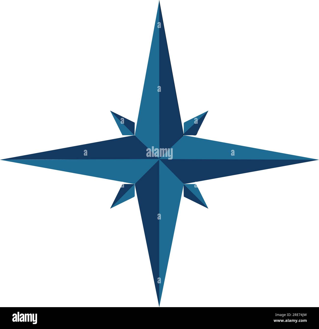 Une rose de boussole cartographique bleue à deux tons Illustration de Vecteur