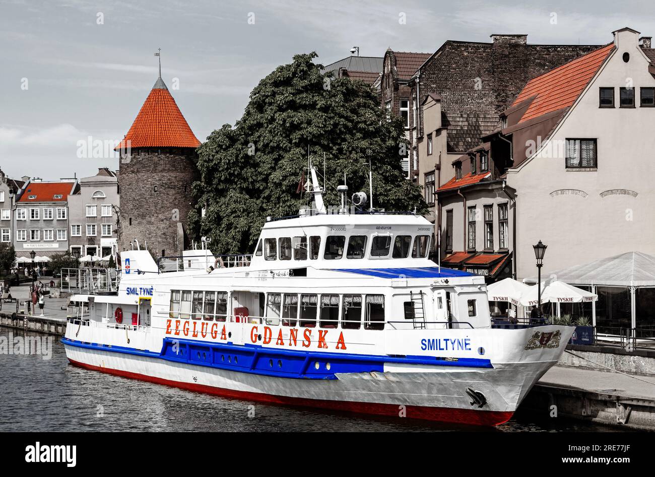Bateau d'excursion sur la rivière Motlawa, Gdansk, Pologne, Europe Banque D'Images