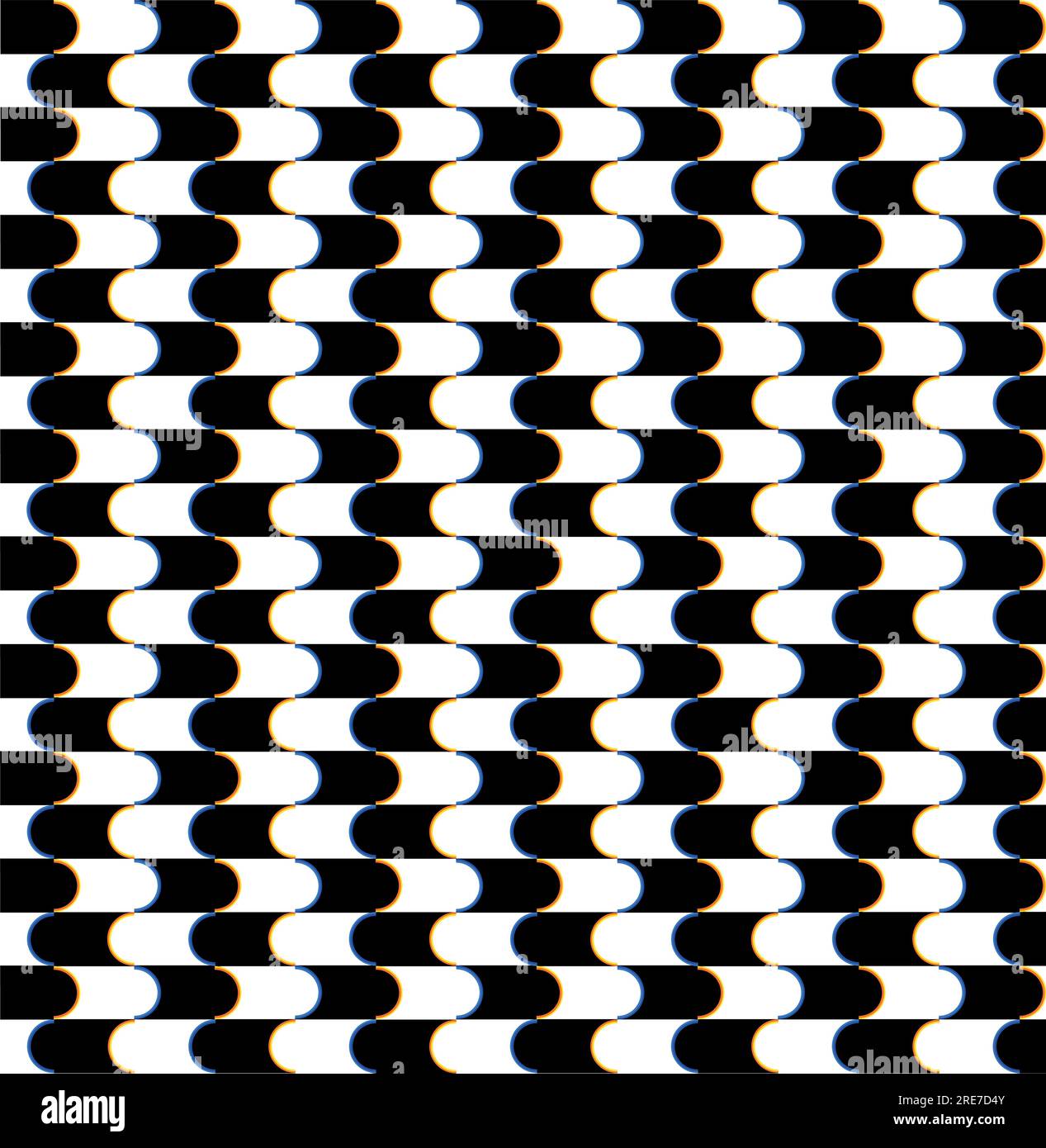 Motif coudé noir et blanc. Op art, illusion, forme horizontale. Illustration de Vecteur