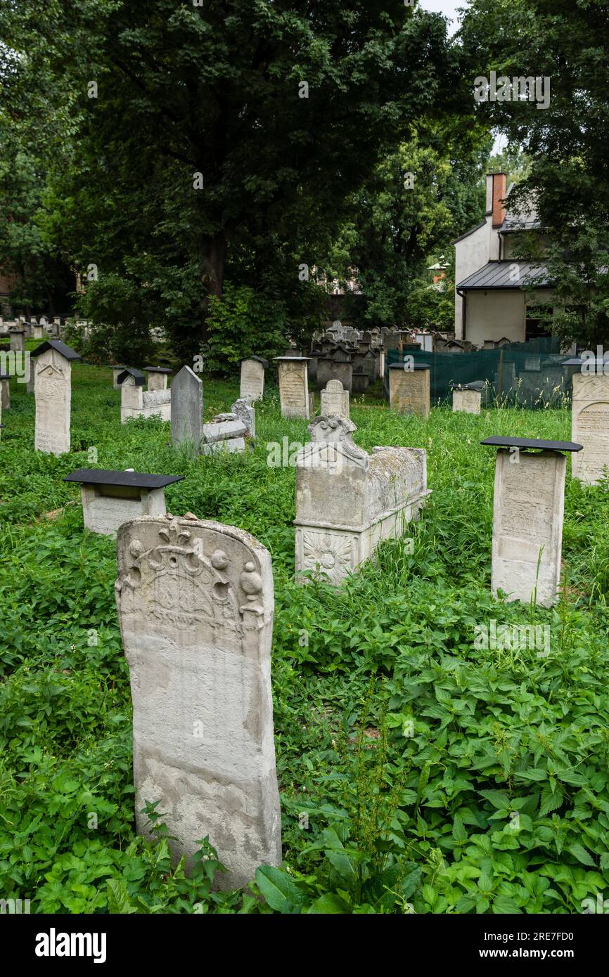 Cimetière de Remuh, 16e siècle, noyau médiéval de Kazimierz, centre historique des Juifs, Kracovie, Pologne, Europe de l'est Banque D'Images