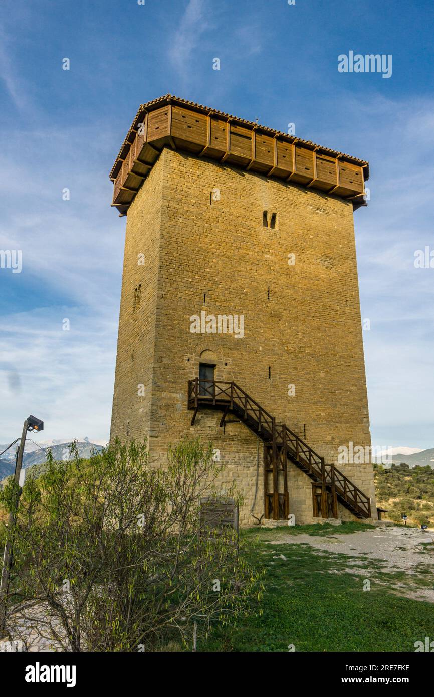 Abizanda, ville médiévale avec tour du 11e siècle et chapelle romane du 10e siècle, province de Huesca, Communauté autonome d'Aragon, Mont des Pyrénées Banque D'Images