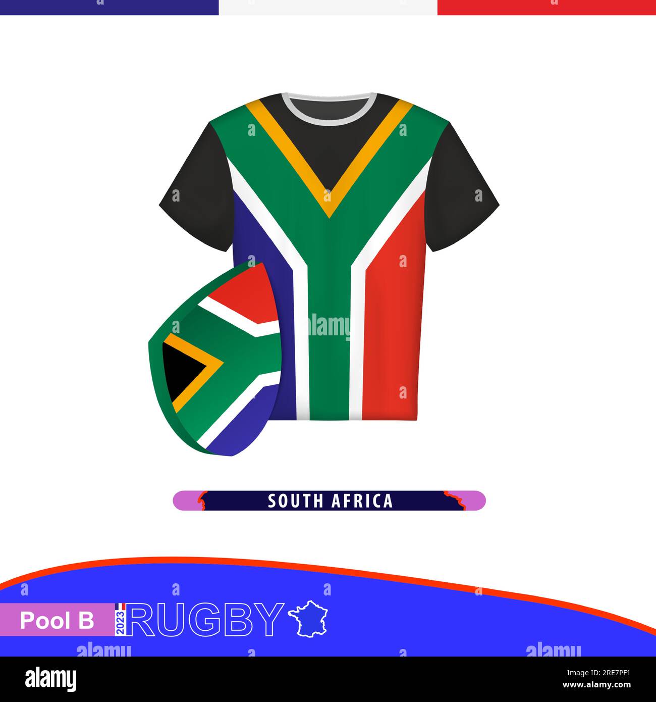 Maillot de rugby de l'équipe nationale d'Afrique du Sud avec drapeau. Illustration vectorielle. Illustration de Vecteur