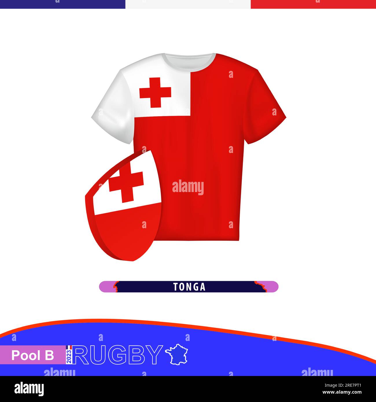 Maillot de rugby de l'équipe nationale des Tonga avec drapeau. Illustration  vectorielle Image Vectorielle Stock - Alamy