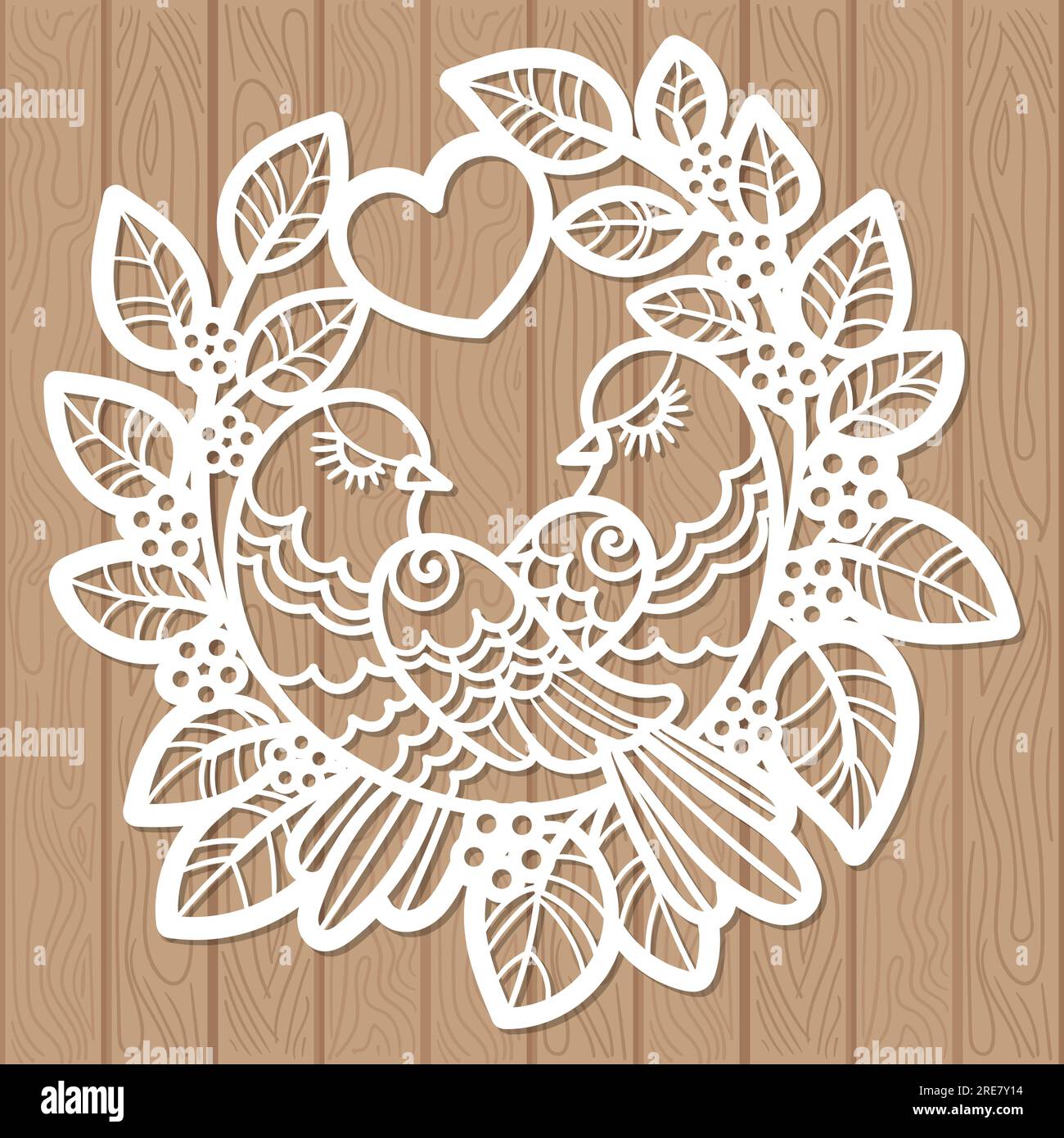 Gabarit pour découpe laser. Branches et oiseaux. Vecteur Illustration de Vecteur