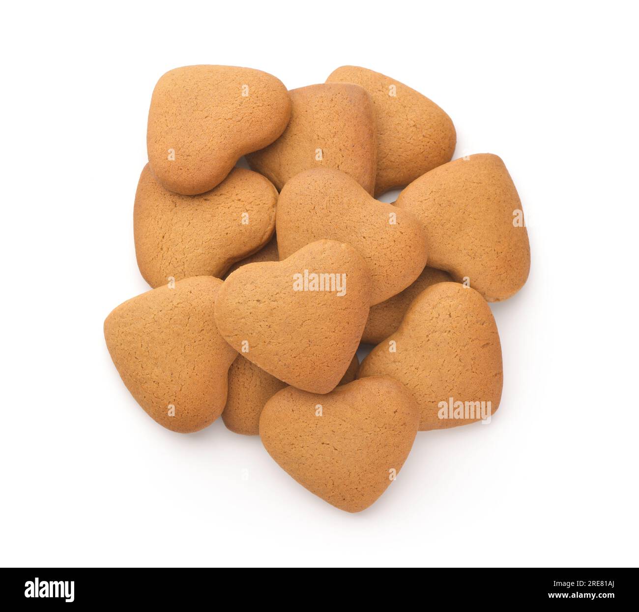 Vue de dessus des biscuits en forme de coeur isolé sur blanc Banque D'Images