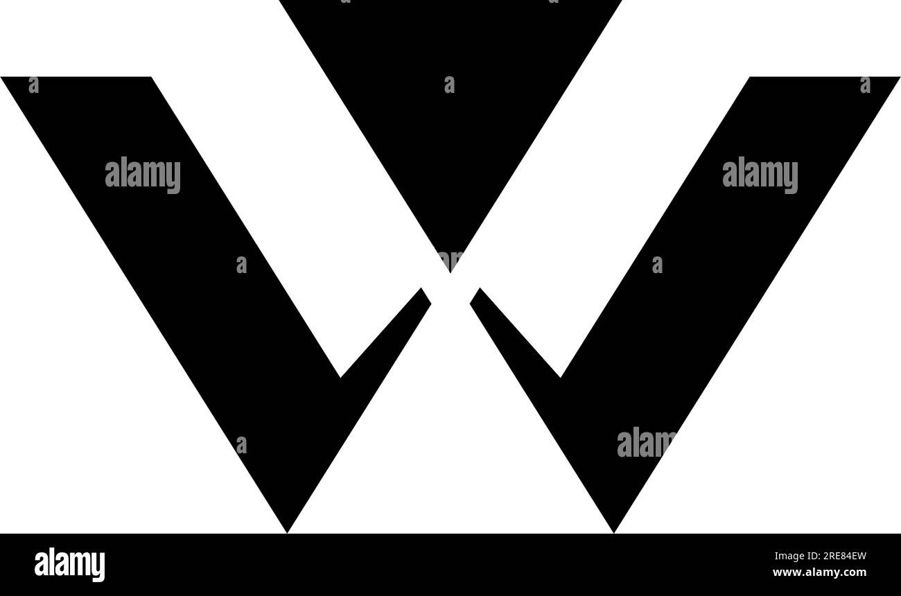 Icône lettre W en forme de triangle noir sur fond blanc Illustration de Vecteur