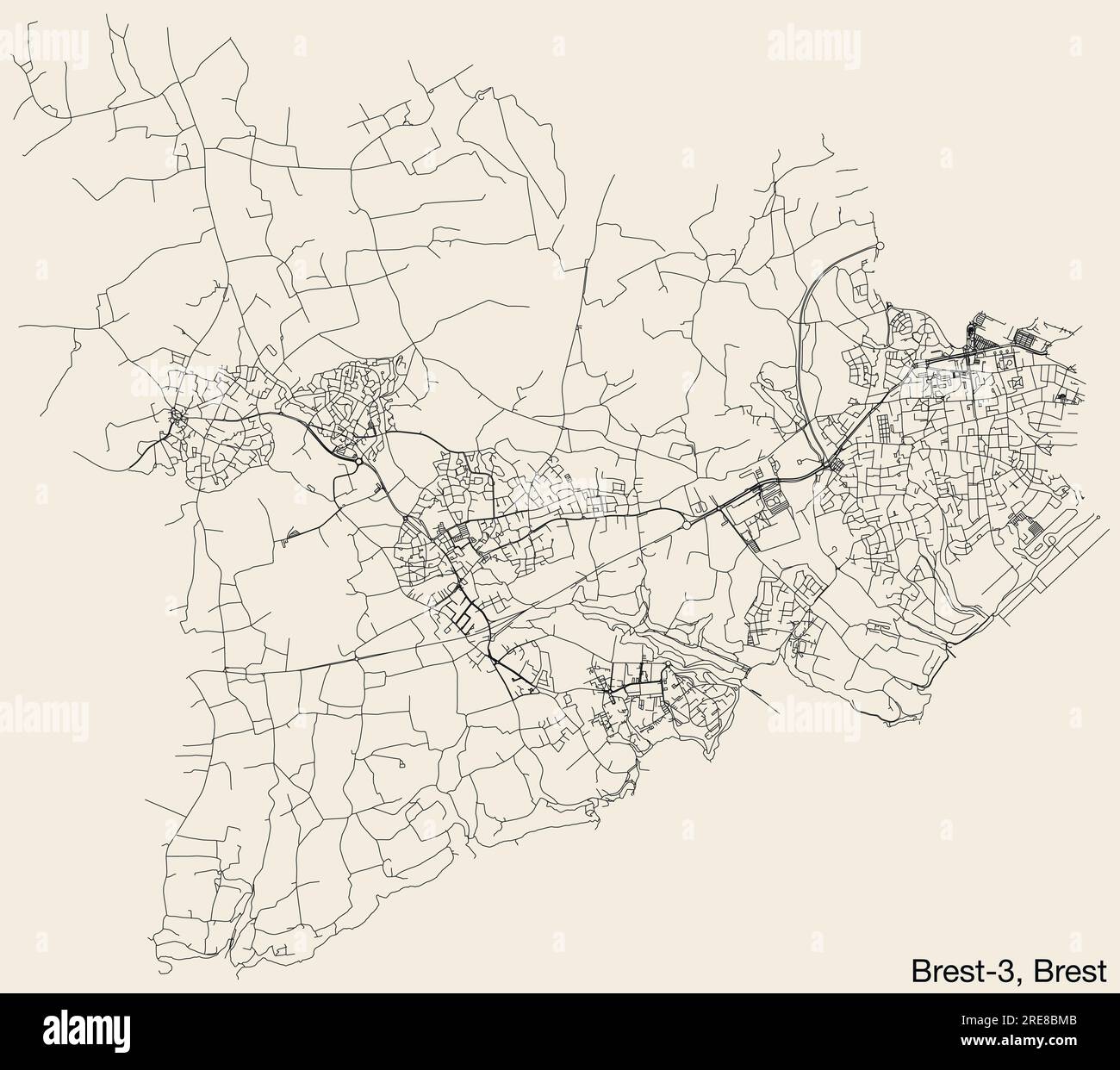Carte des routes du CANTON DE BREST-3, BREST Illustration de Vecteur