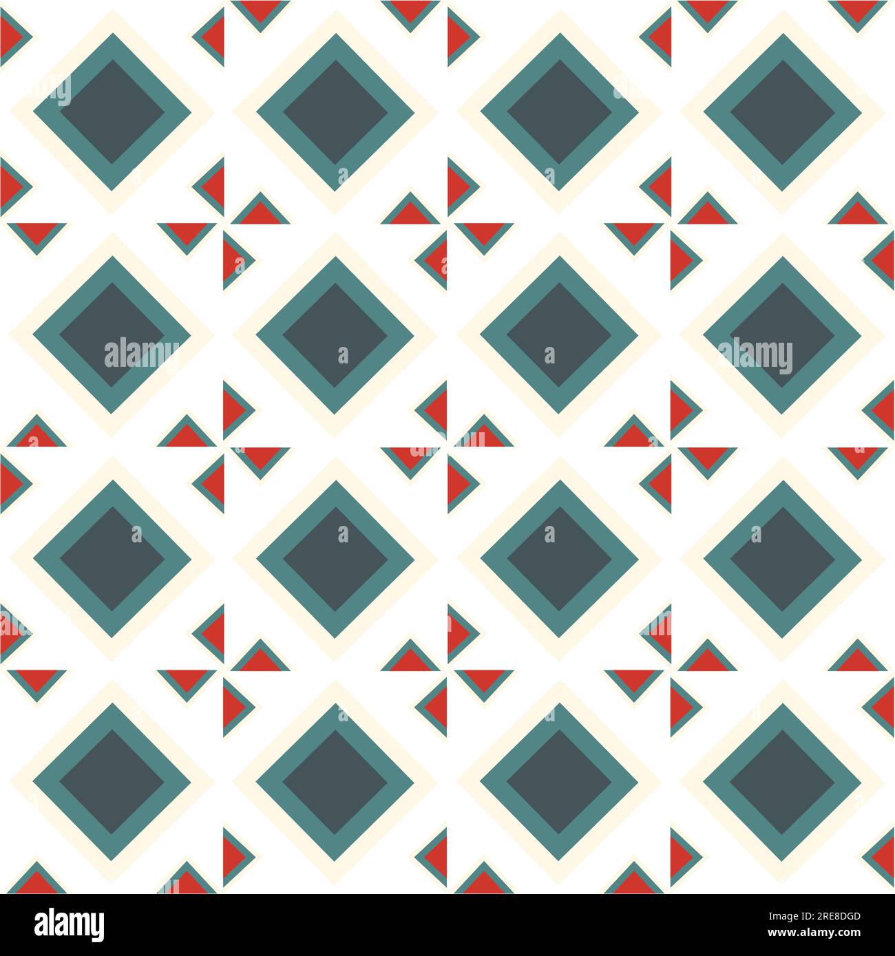 mosaïque vectorielle motif sans couture géométrique couleurs rouge et vert. rhombus et triangle Illustration de Vecteur
