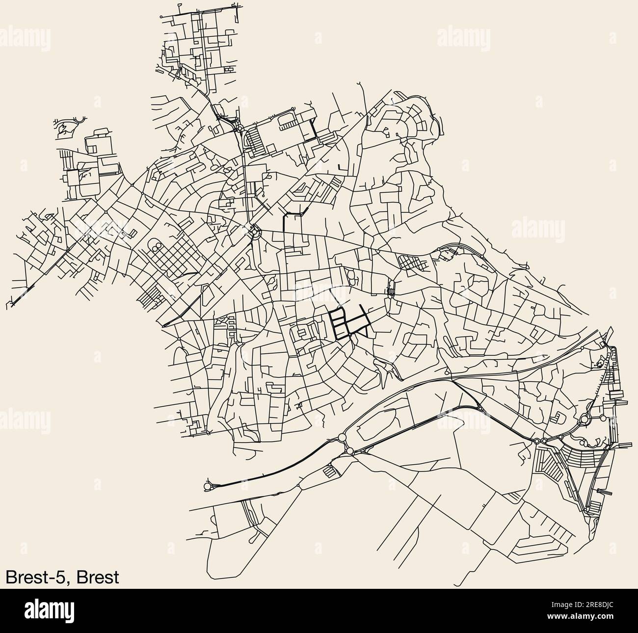 Carte des routes du CANTON DE BREST-5, BREST Illustration de Vecteur