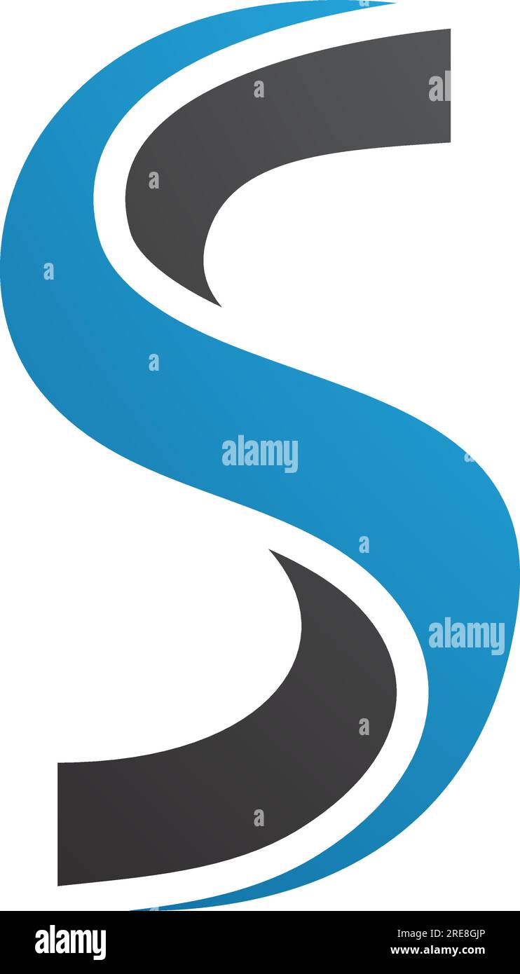Icône lettre S torsadée bleue et noire sur fond blanc Illustration de Vecteur