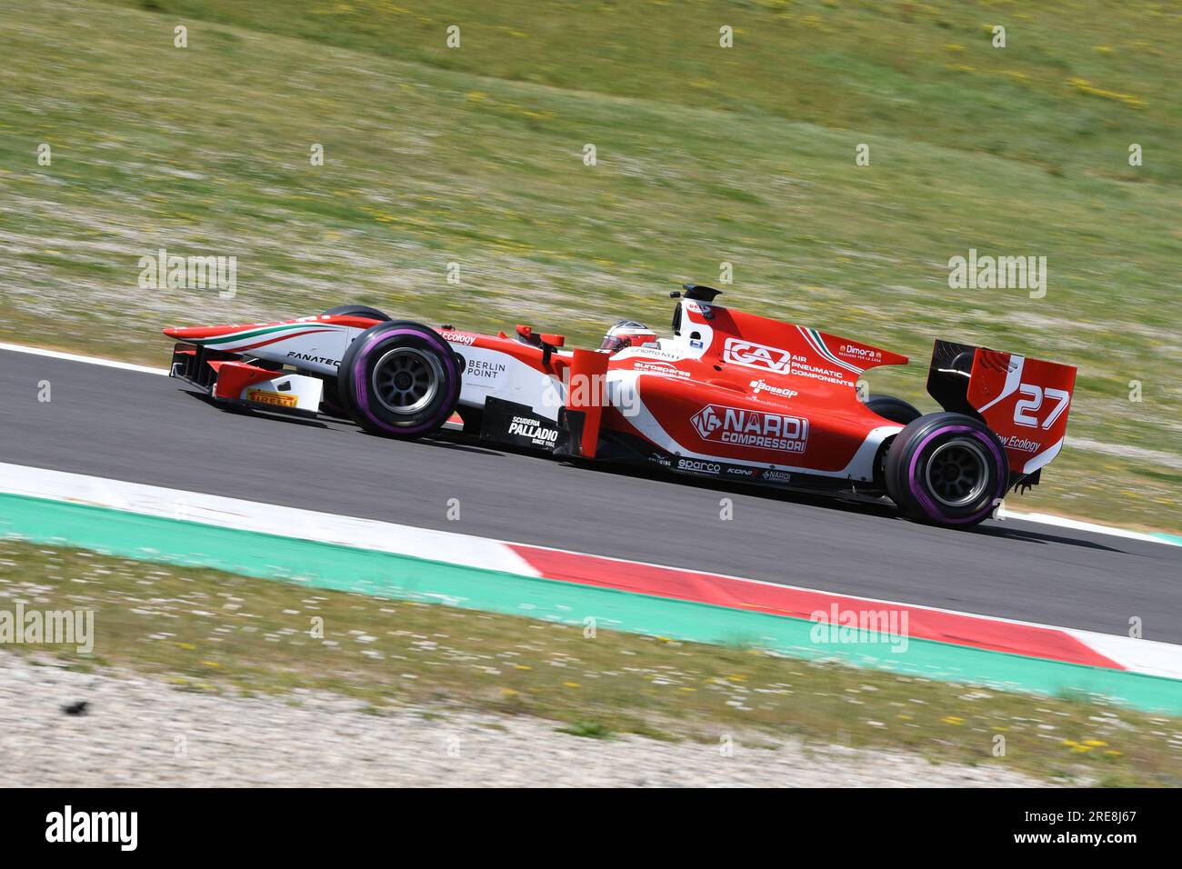 Scarperia, 9 avril 2021 : GP2 Formula pilotée par Unknown en action sur le circuit de Mugello lors des essais de BOSS GP Championship. Italie Banque D'Images