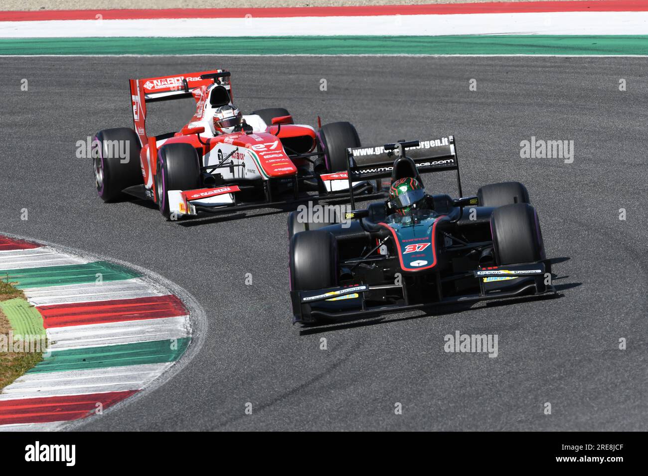 Scarperia, 9 avril 2021 : GP2 Formula pilotée par Unknown en action sur le circuit de Mugello lors des essais de BOSS GP Championship. Italie Banque D'Images