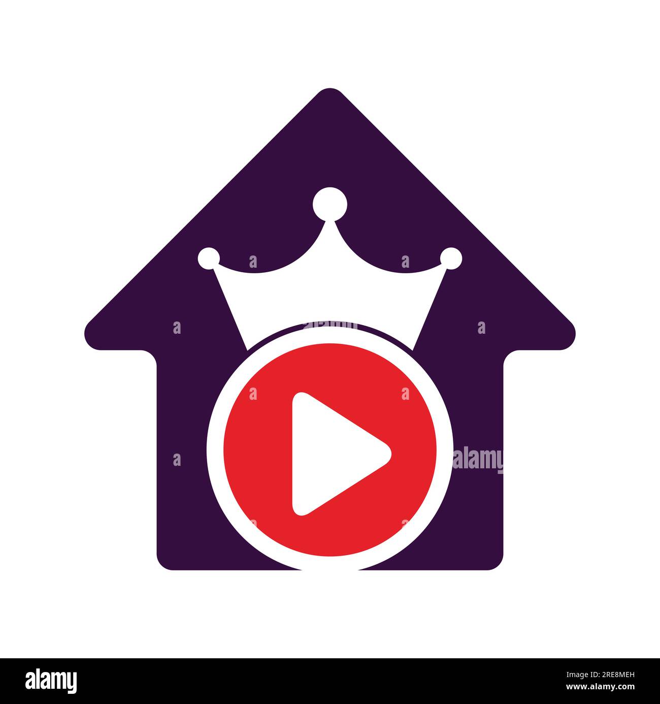 Modèle de conception du logo vecteur vidéo King. Logo Royal film vectoriel. Illustration de Vecteur