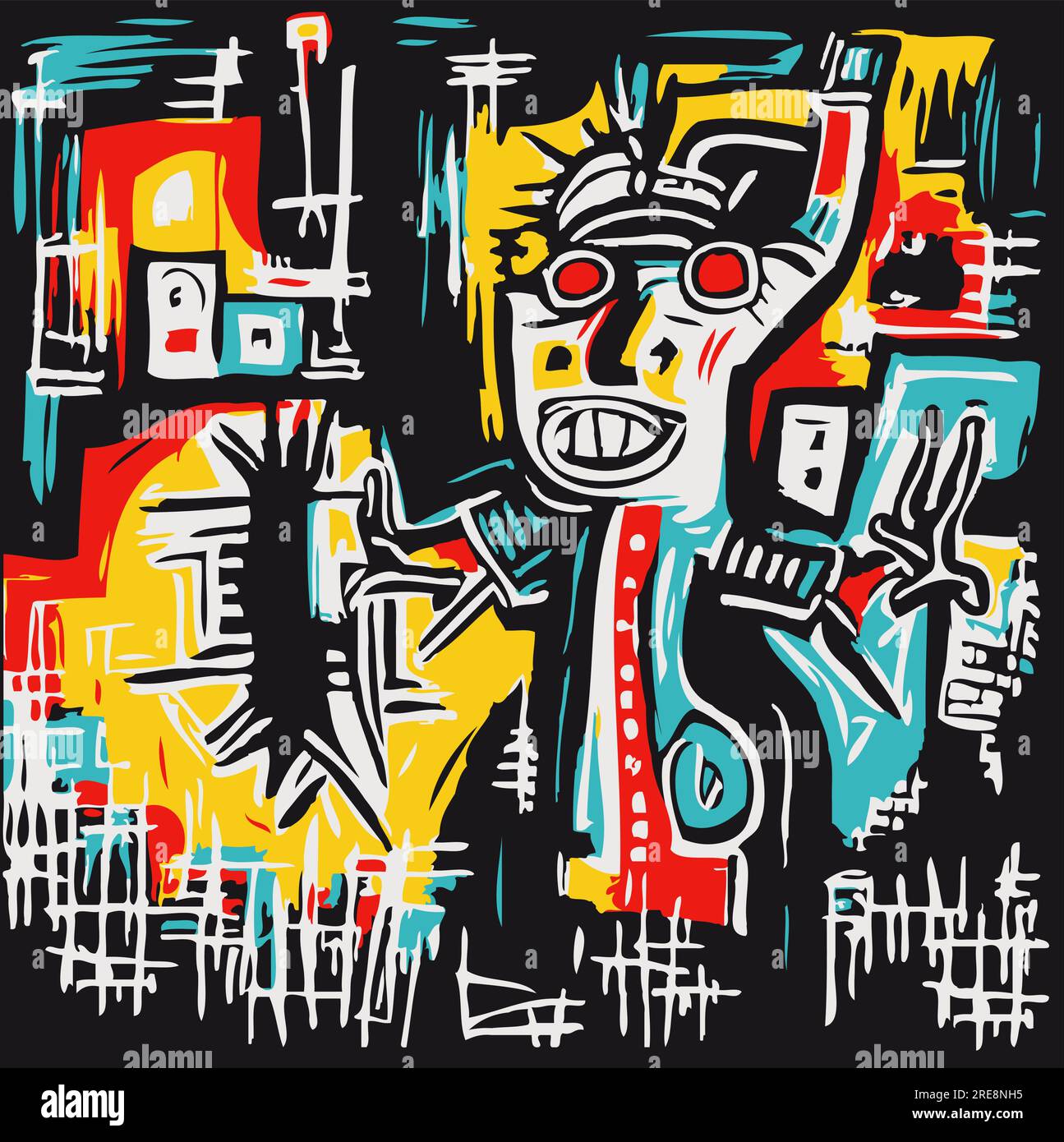 Basquiat painting Banque d'images vectorielles - Alamy