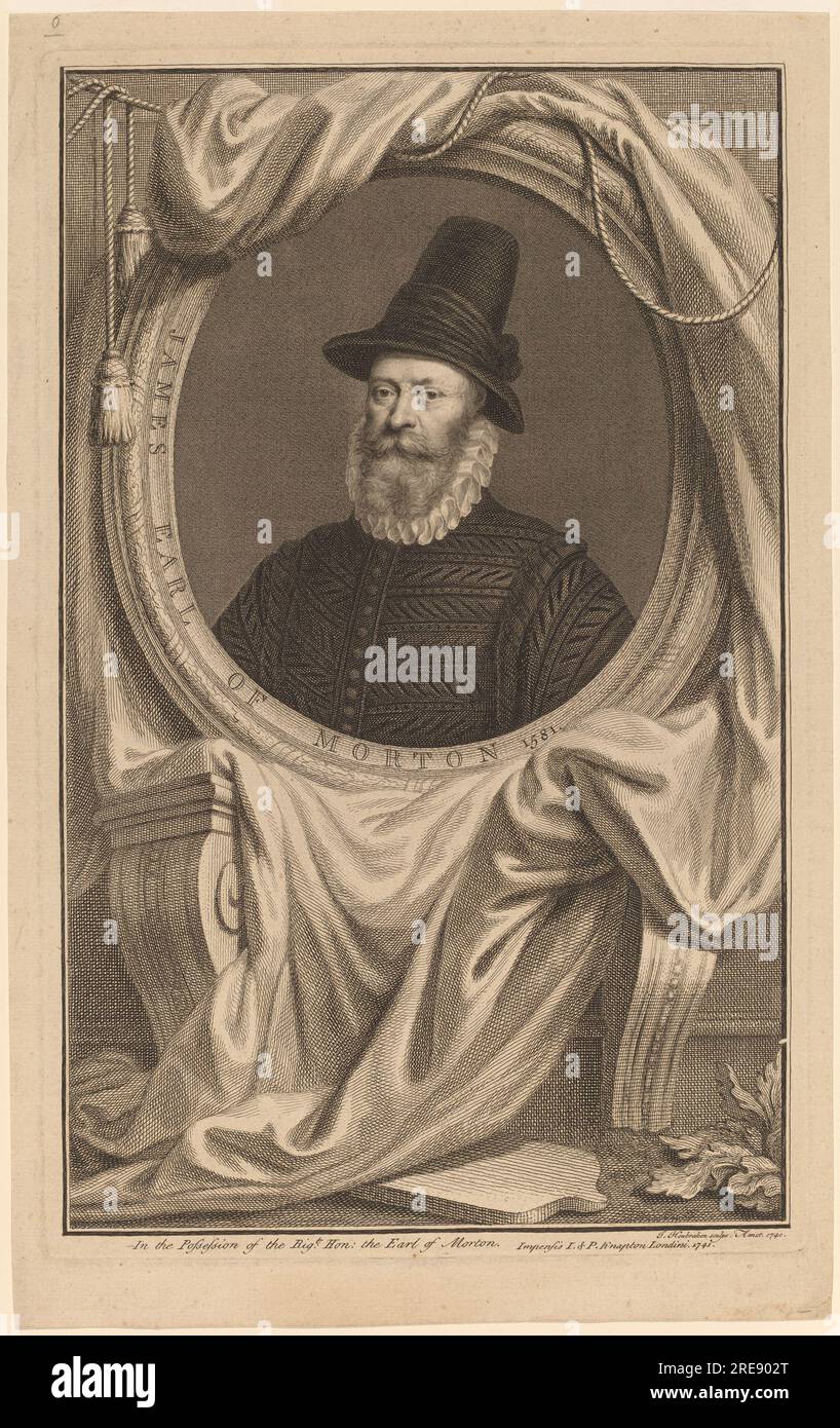 Jacobus Houbraken, James, comte de Morton, 1740, gravure et gravure sur papier posé, planche : 37,6 x 23,7 cm (14 13/16 x 9 5/16 po.) Feuille : 40,8 x 25,5 cm (16 1/16 x 10 1/16 po), Don de Henry et Judith Rice Millon, en l'honneur du 50e anniversaire de la National Gallery of Art, 1991.203.6' Banque D'Images