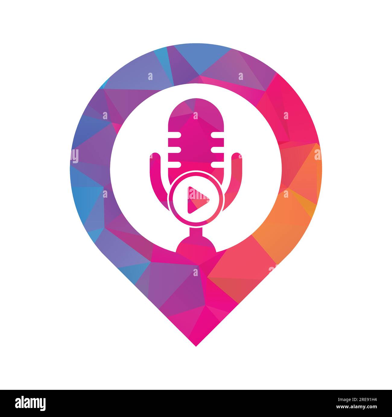 Conception de modèle de logo de podcast de lecture vidéo. Logo de chaîne de podcast ou de radio. Illustration de Vecteur