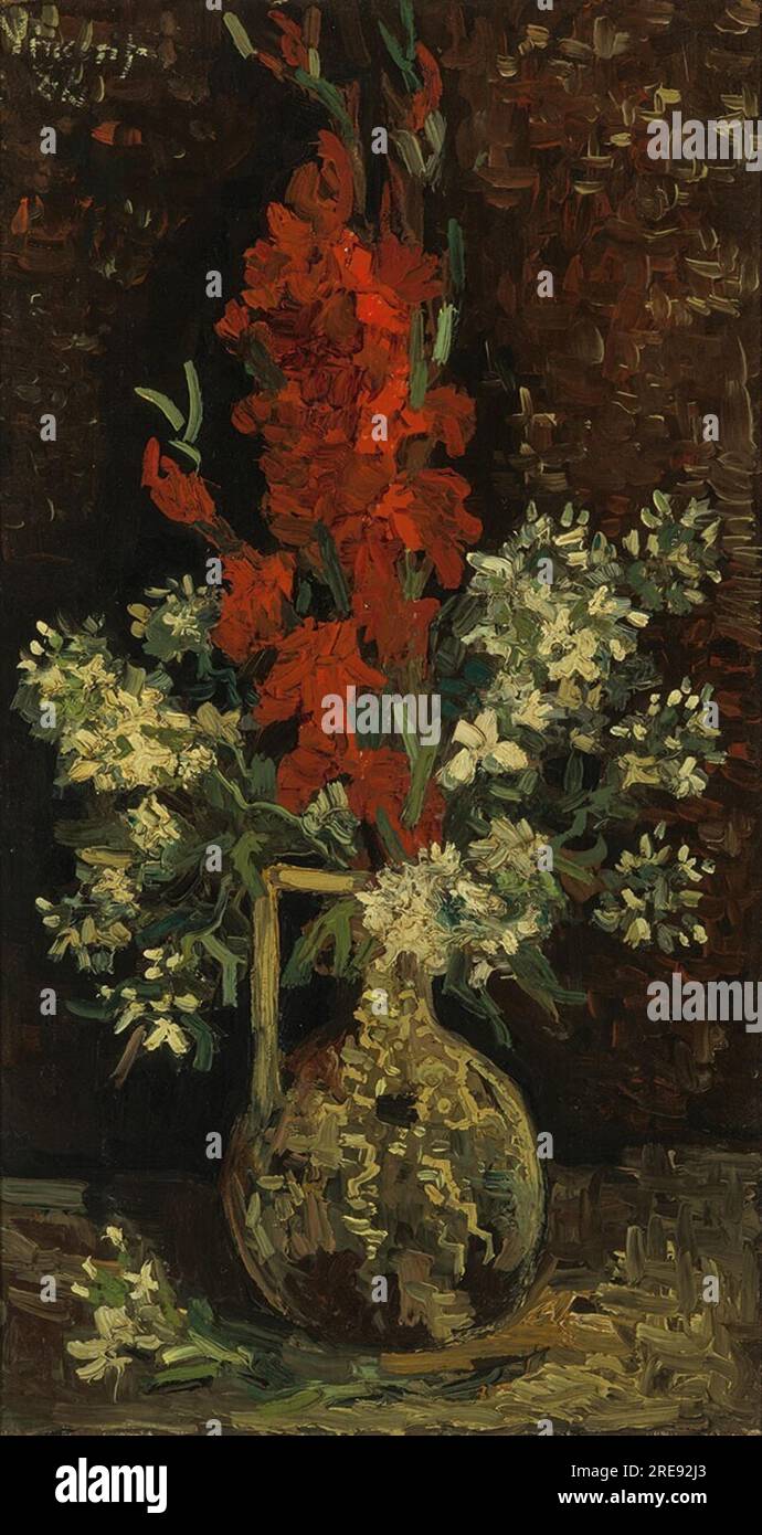 Titre : vase aux fleurs rouges et blanches Créateur : Vincent van Gogh Date : 1886 Dimensions : 35 x 65,5 cm support : huile sur toile lieu : Musée Boijmans Van Beuningen, Rotterdam, pays-Bas Banque D'Images