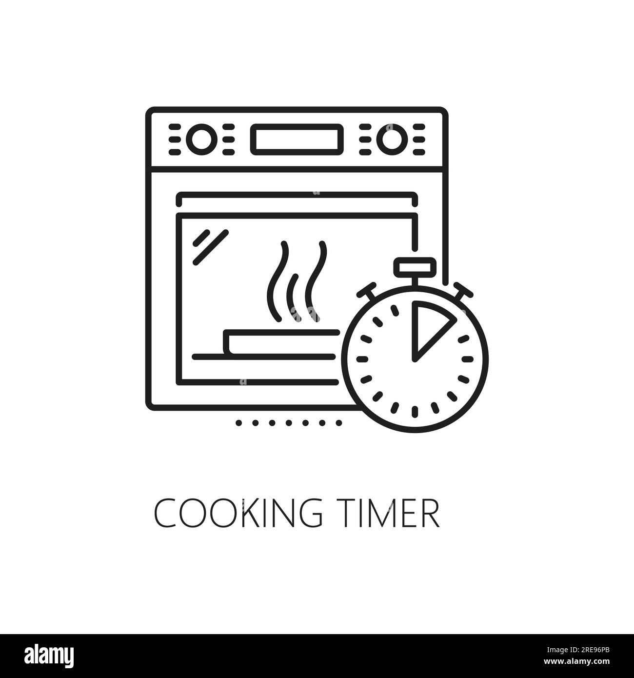 Icône de minuteur de cuisson et de gant de four en trait fin. Vector équipement de cuisine, ustensiles, élément de symbole de cuisson pour la conception Web et les applications, icône de boulangerie et de pâtisserie Illustration de Vecteur