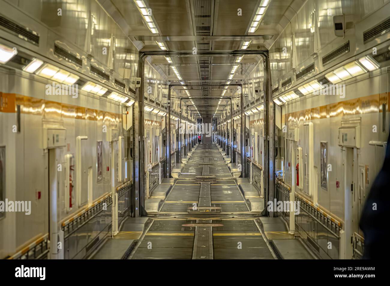 Calais, France - à l'intérieur du train Eurotunnel qui rejoint la France et le Royaume-Uni Banque D'Images
