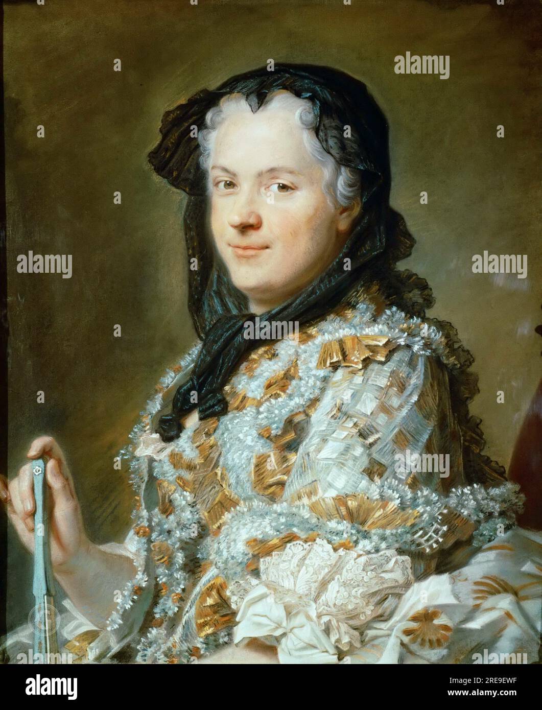 Maurice-Quentin de la Tour (1704-1788) -- Reine Marie Leczinska, épouse de Louis XV de France (1703-1768) c.1747, 64х54 Banque D'Images