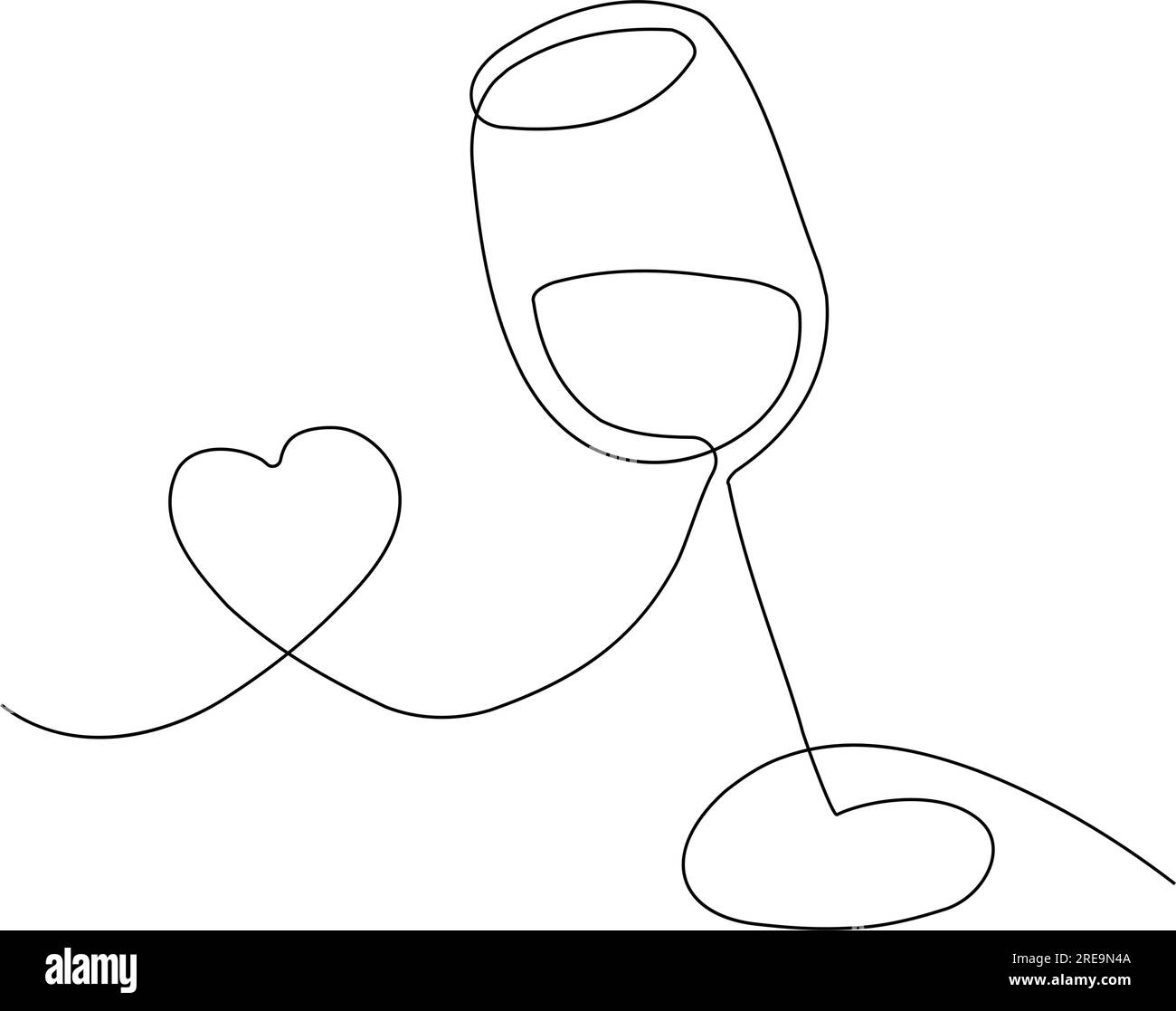 Verre, verre à vin dans le style d'art de ligne, une ligne solide. Journée nationale du vin. Concept de vacances, logo. Modèle pour arrière-plan, bannière, carte, affiche avec texte Illustration de Vecteur