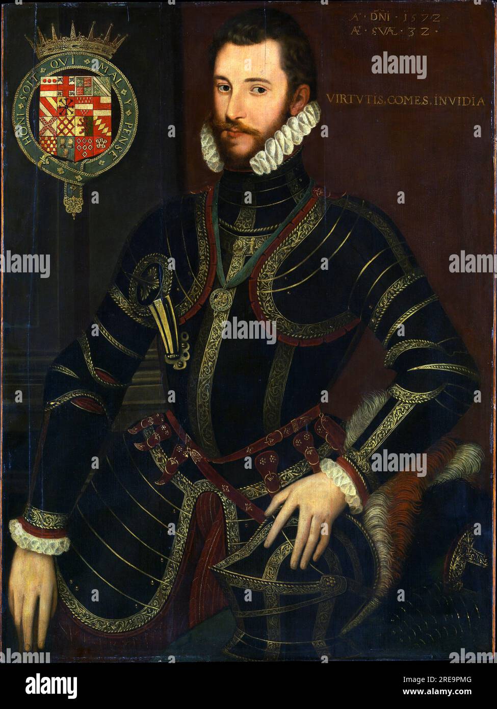 Portrait de Walter Devereux (1539-1576), premier comte d'Essex - peinture de 1572 Banque D'Images Portrait de Walter Devereux (1539-1576), premier comte d'Essex - peinture de 1572 Banque D'Images